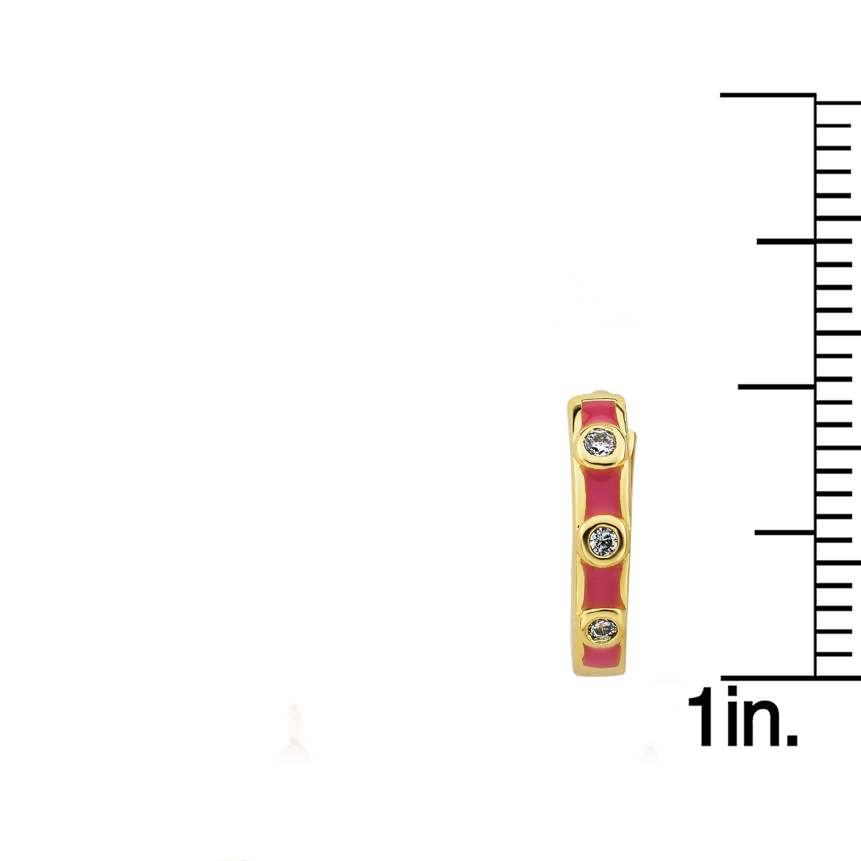 Triple Cz Enamel Huggy Earring