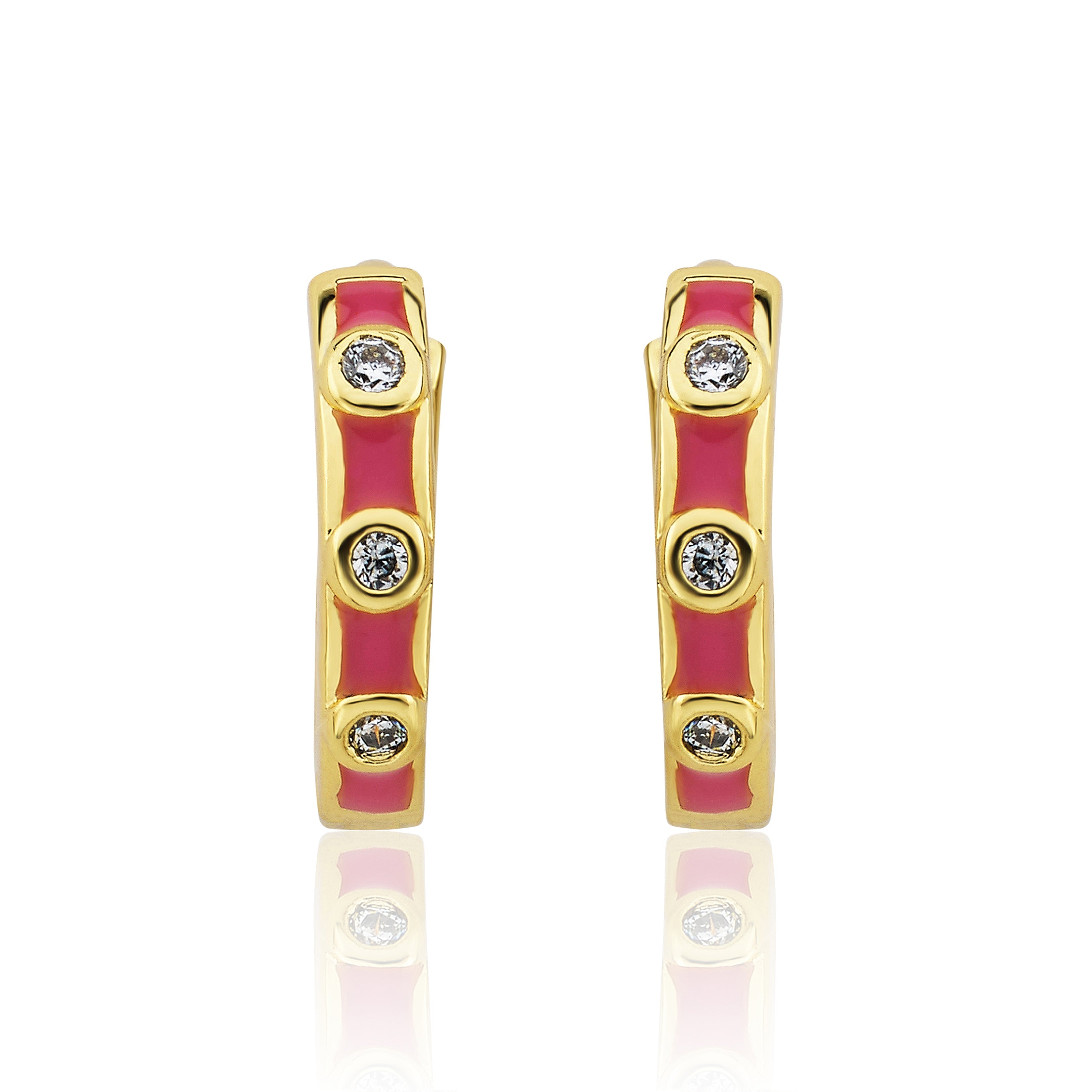 Triple Cz Enamel Huggy Earring