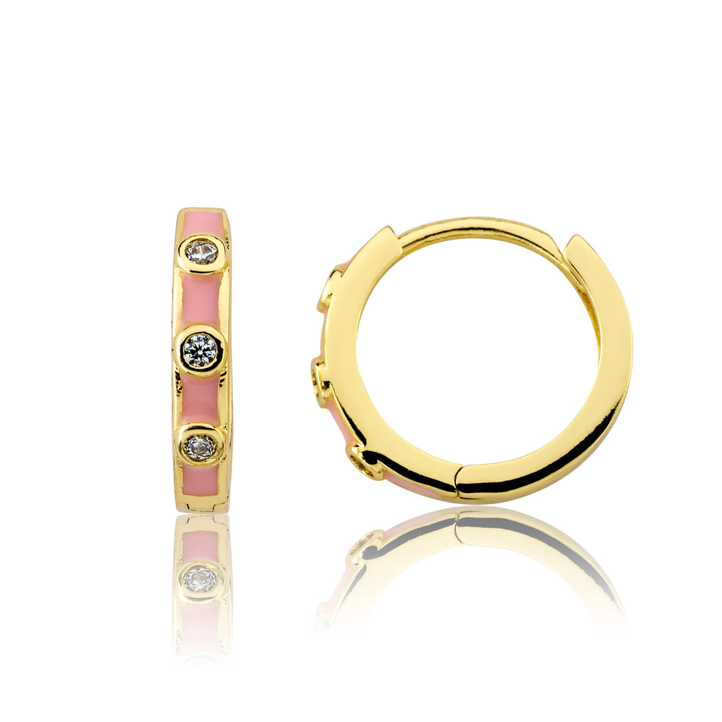 Triple Cz Enamel Huggy Earring
