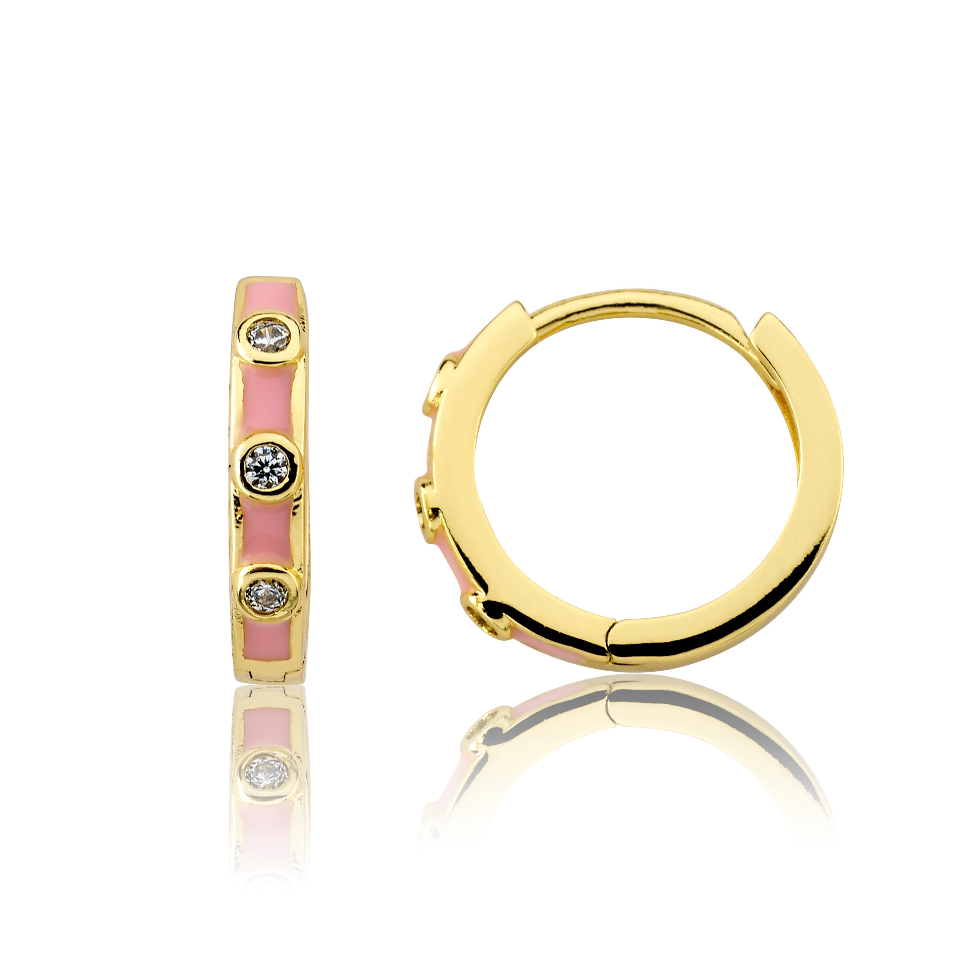 Triple Cz Enamel Huggy Earring