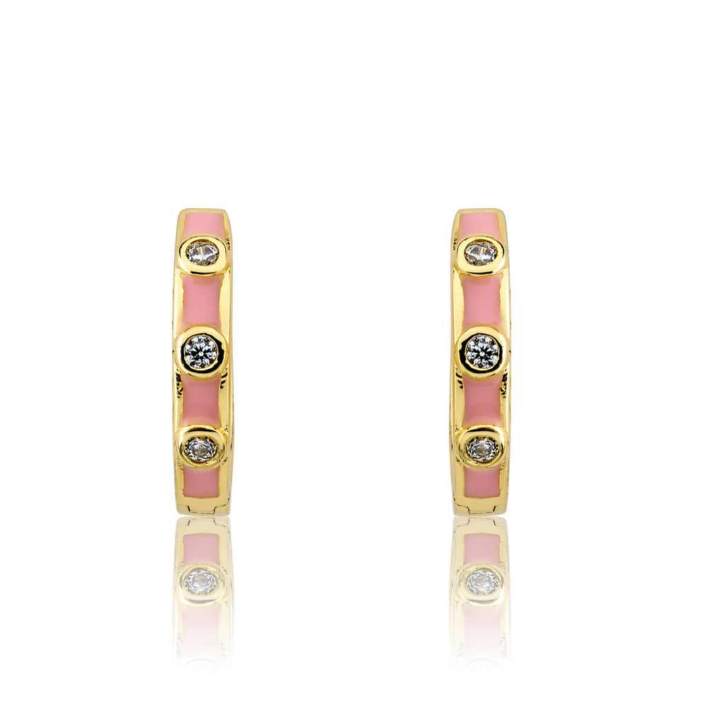 Triple Cz Enamel Huggy Earring