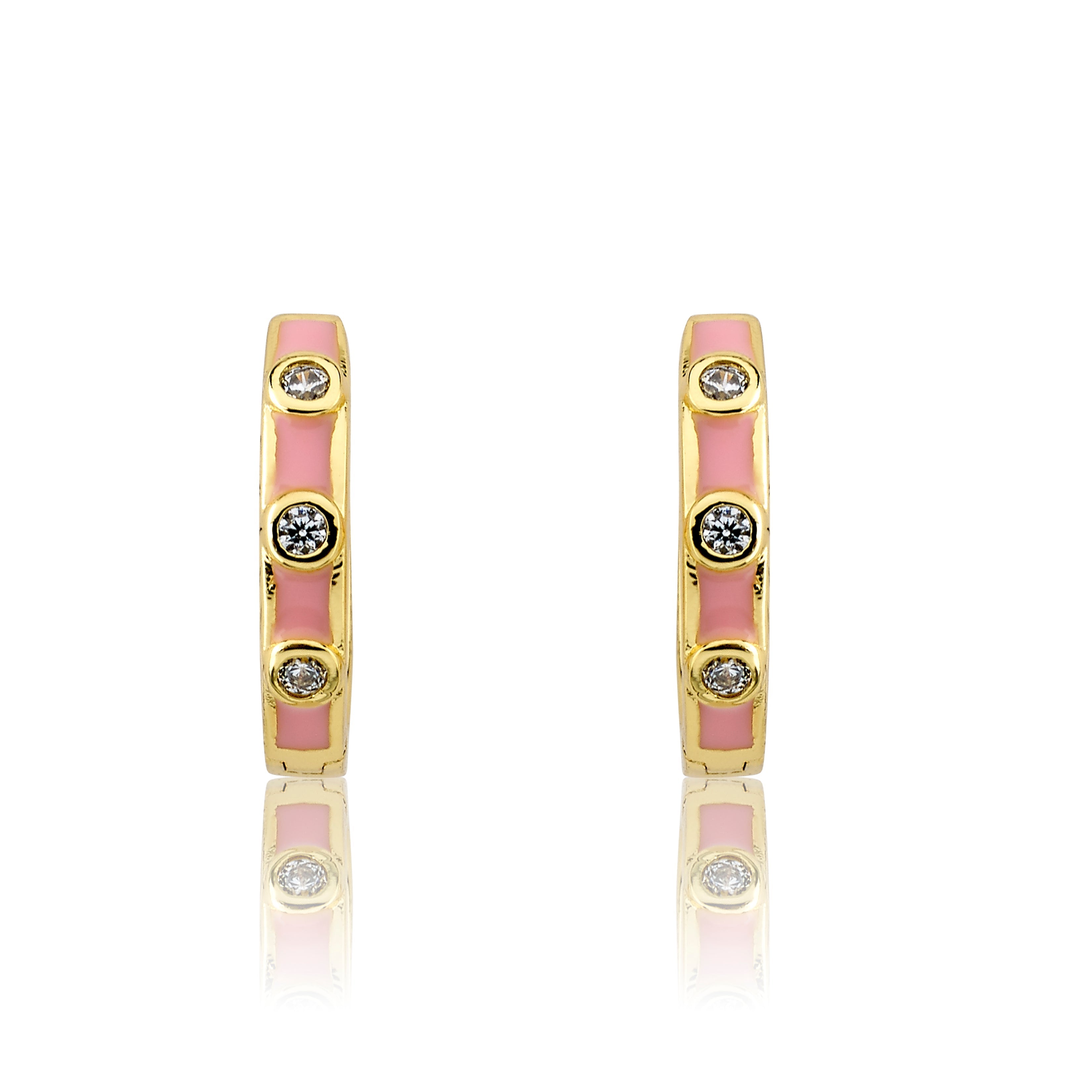 Triple Cz Enamel Huggy Earring