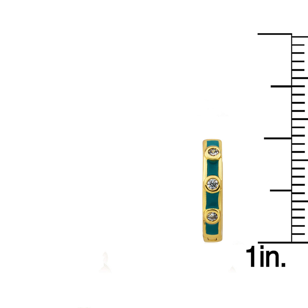 Triple Cz Enamel Huggy Earring