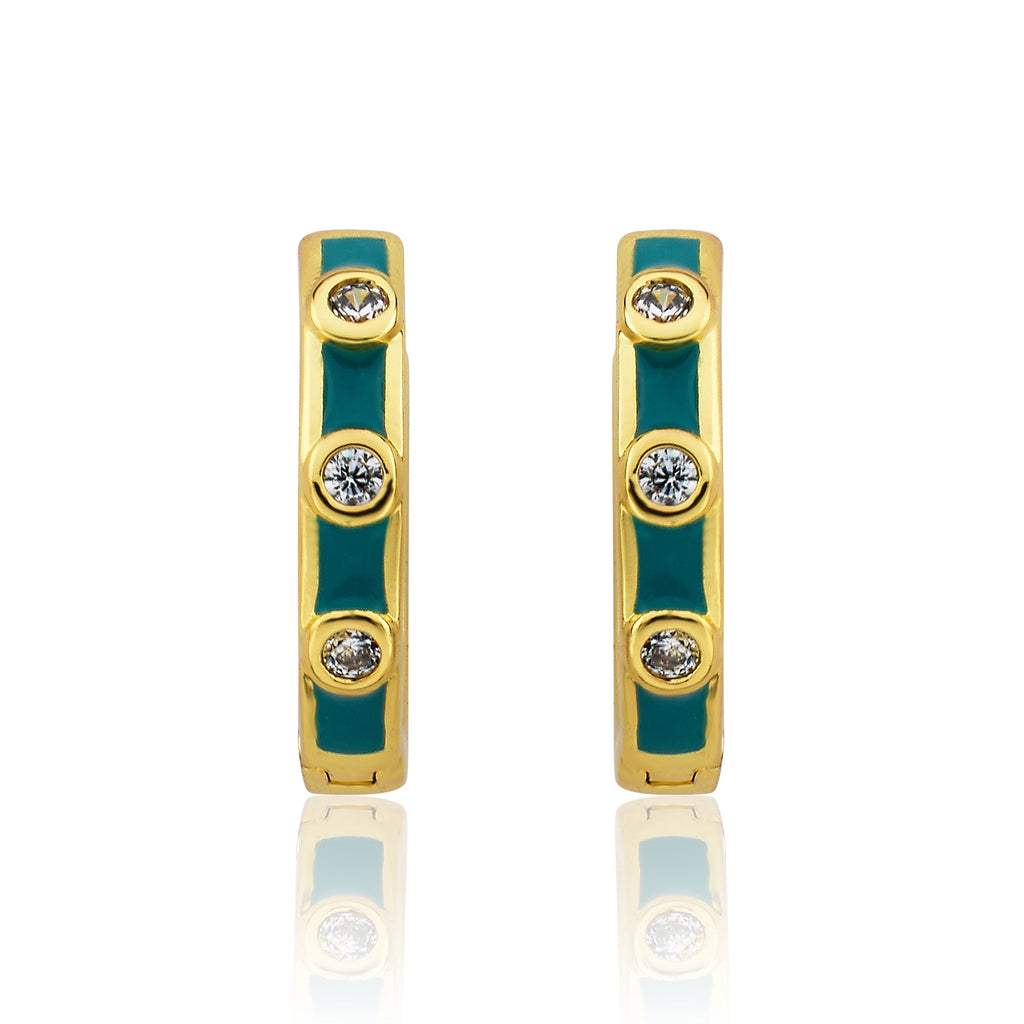 Triple Cz Enamel Huggy Earring