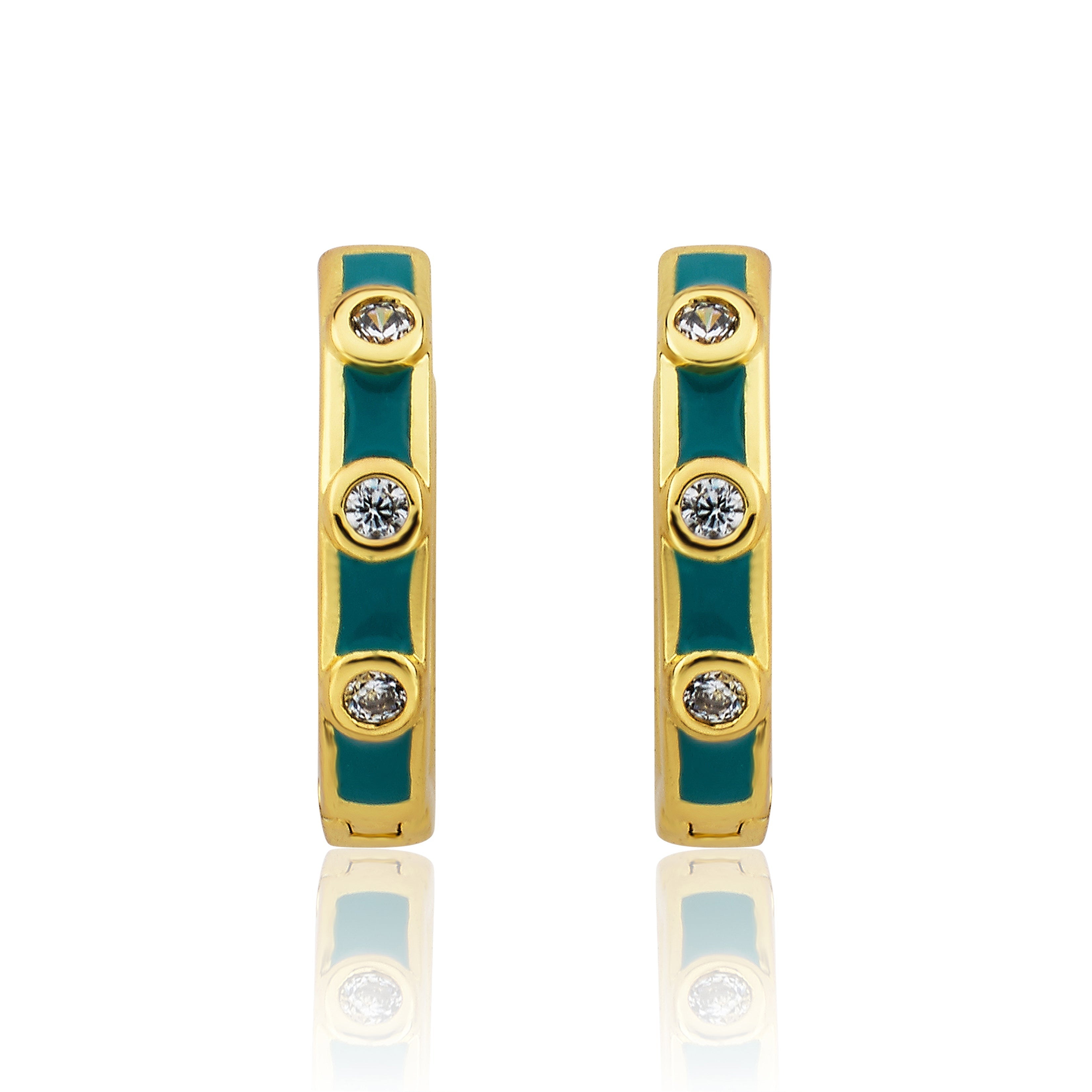 Triple Cz Enamel Huggy Earring
