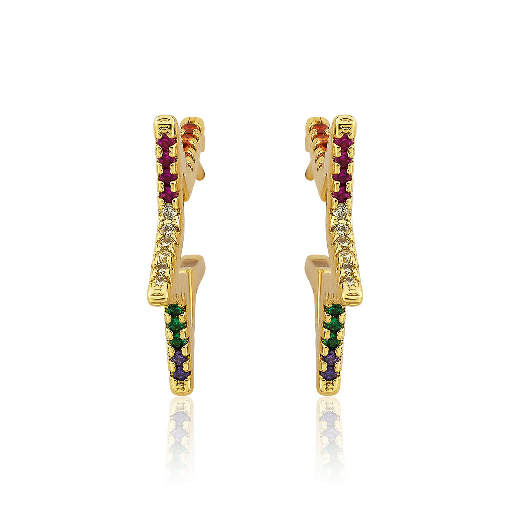 Rainbow Star Hoop Earring