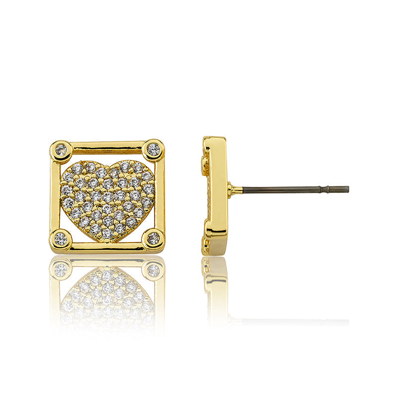 Cz Heart Stud Earring