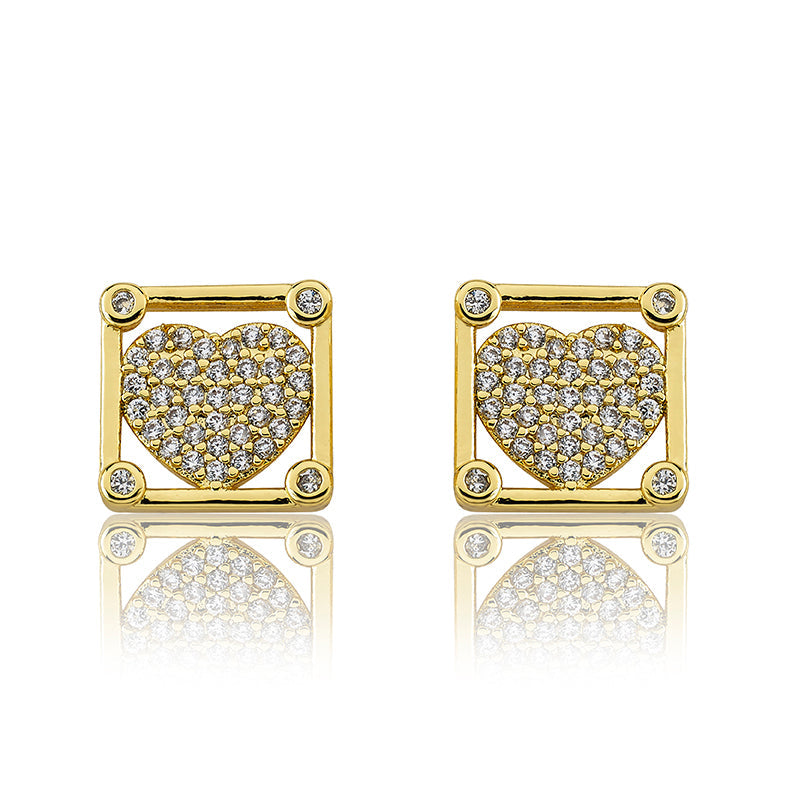 Cz Heart Stud Earring