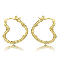 Medium Size Rope Heart Hoop Earring with CZ's