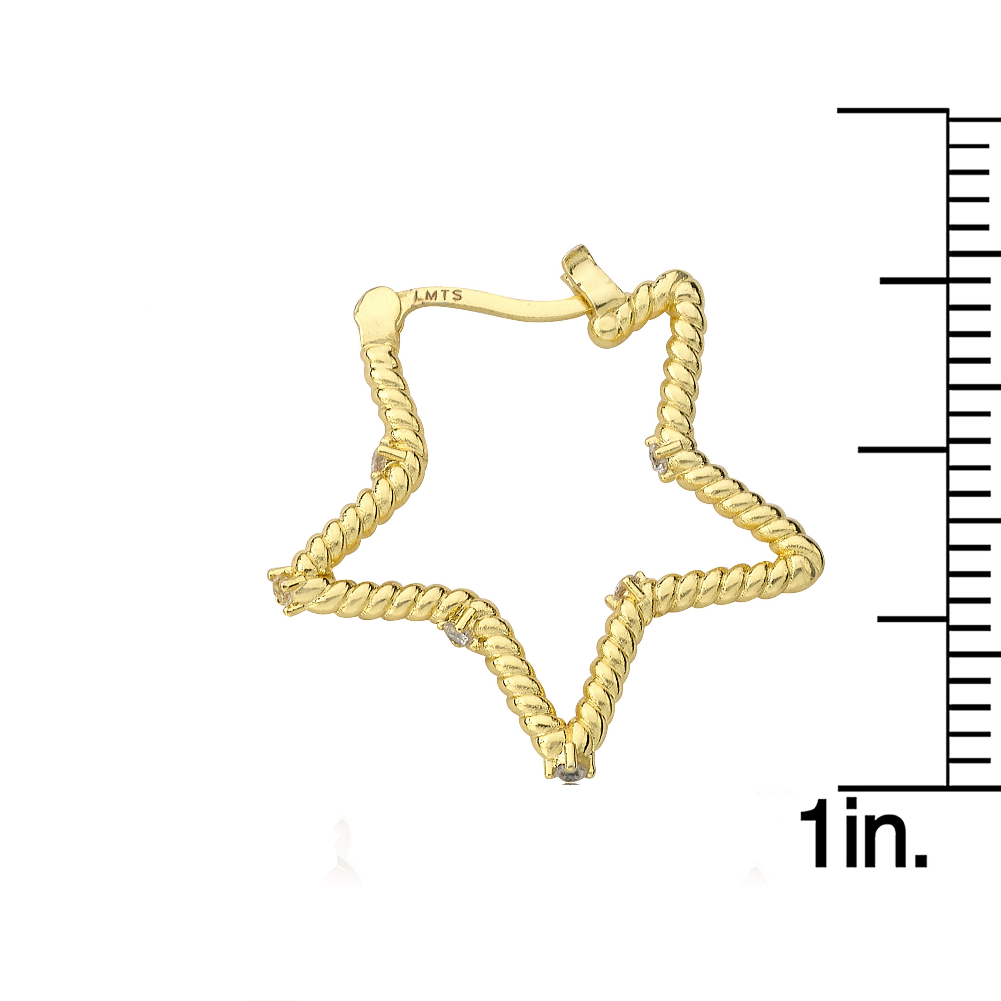 Medium Size Rope Star Hoop Earring with CZ's