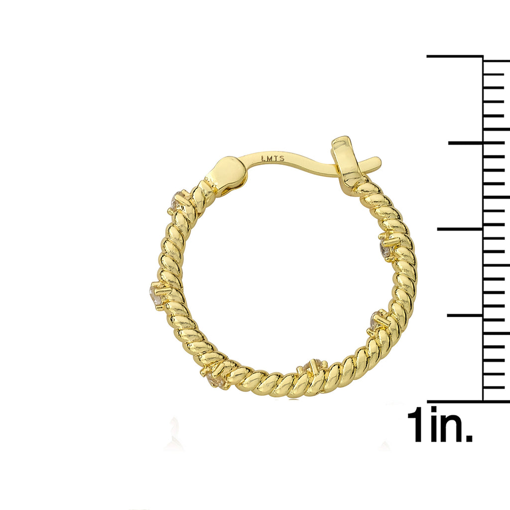 Medium Sized Rope Hoop Earring with CZ's