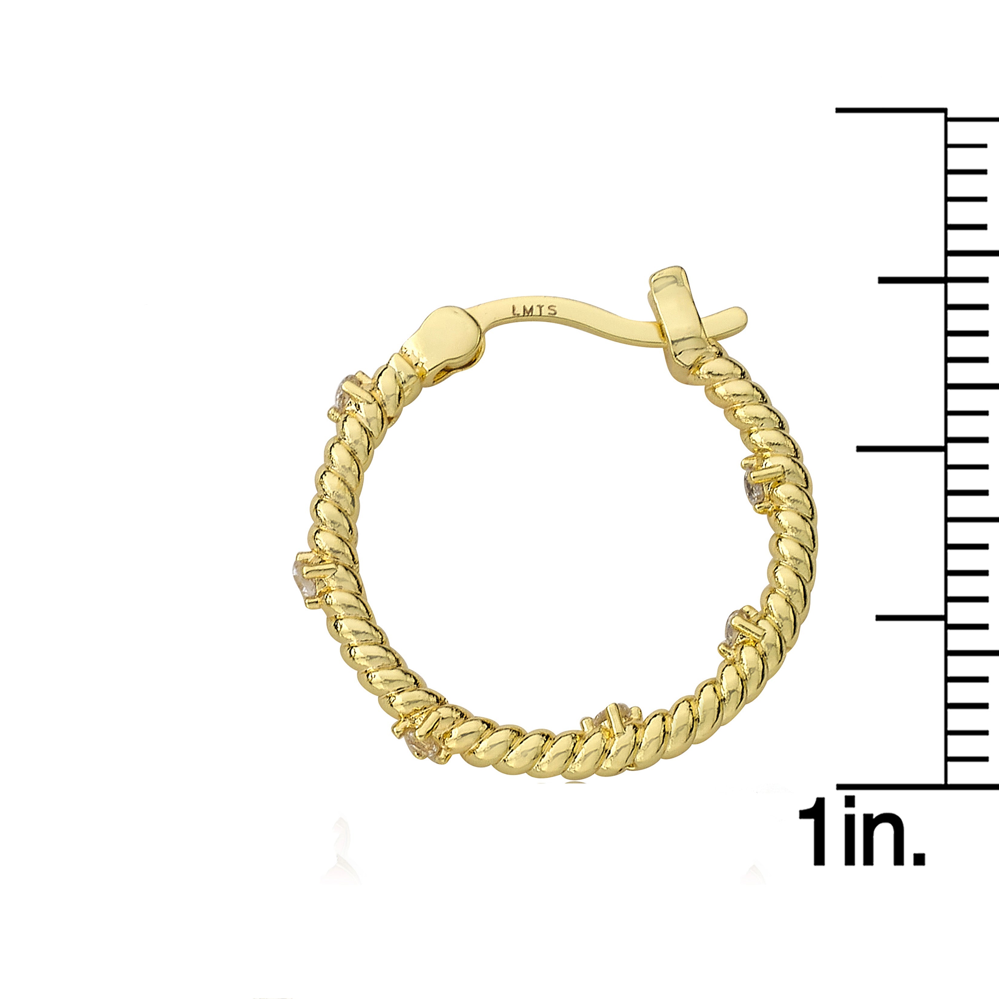 Medium Sized Rope Hoop Earring with CZ's