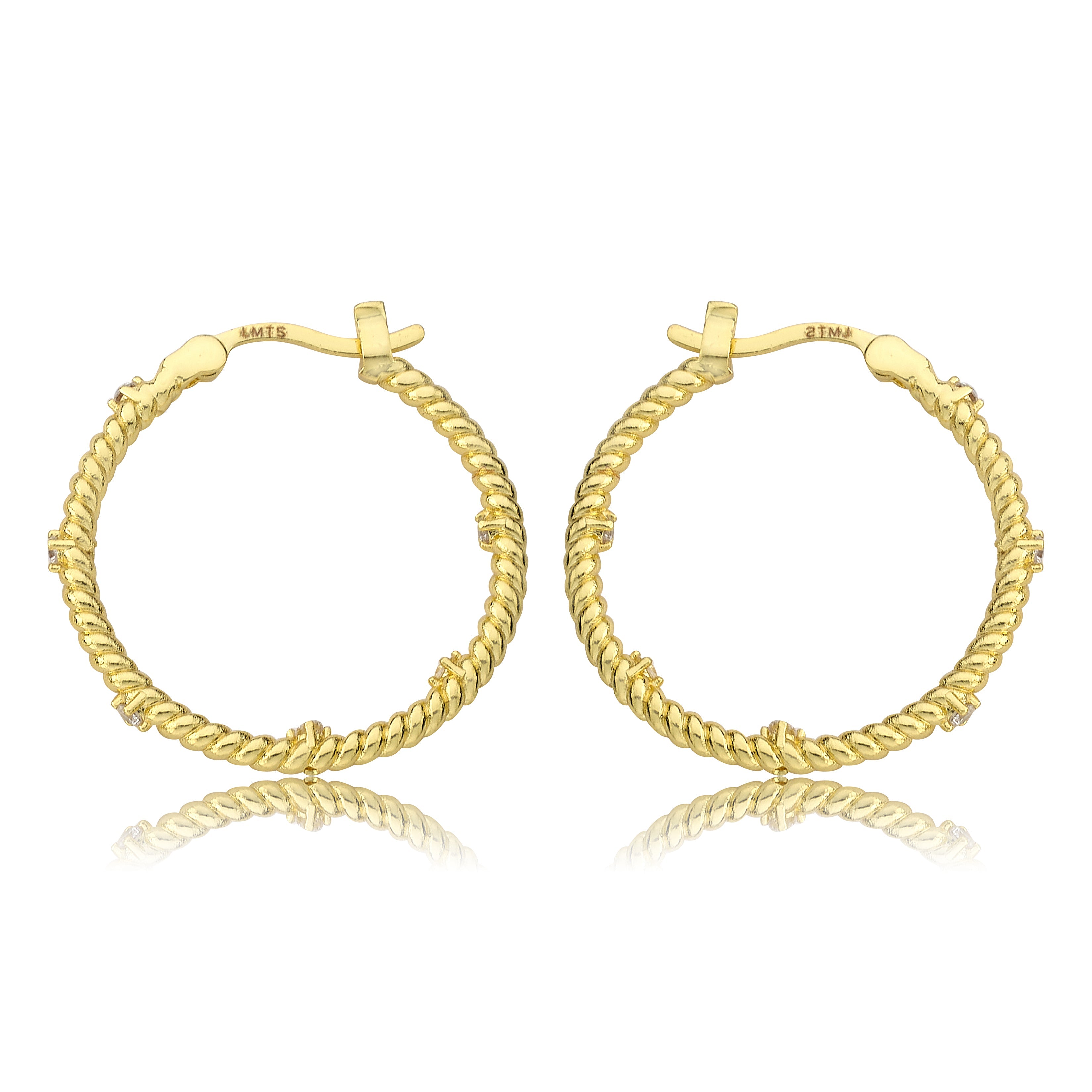 Large Rope Hoop Earring with CZ's