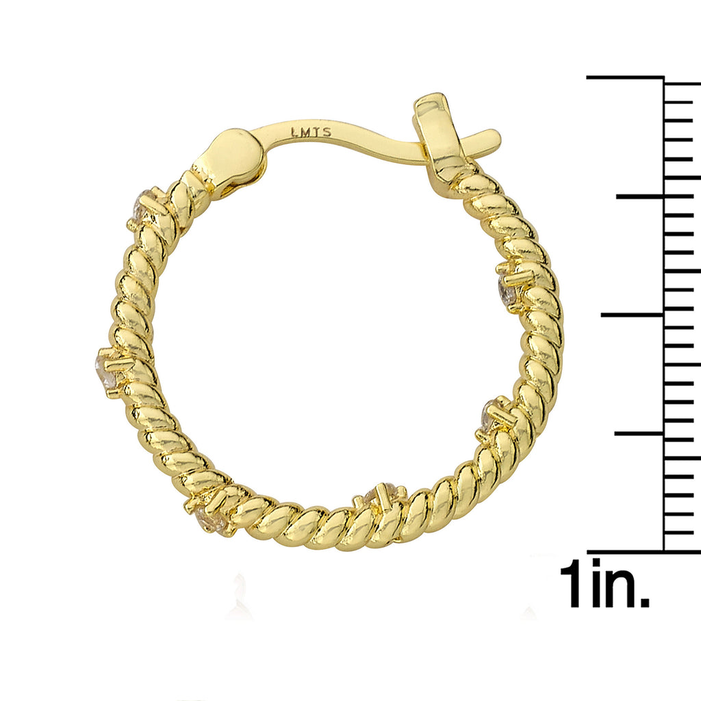 Large Rope Hoop Earring with CZ's