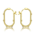 Rope Oval Hoop Earring with CZ's