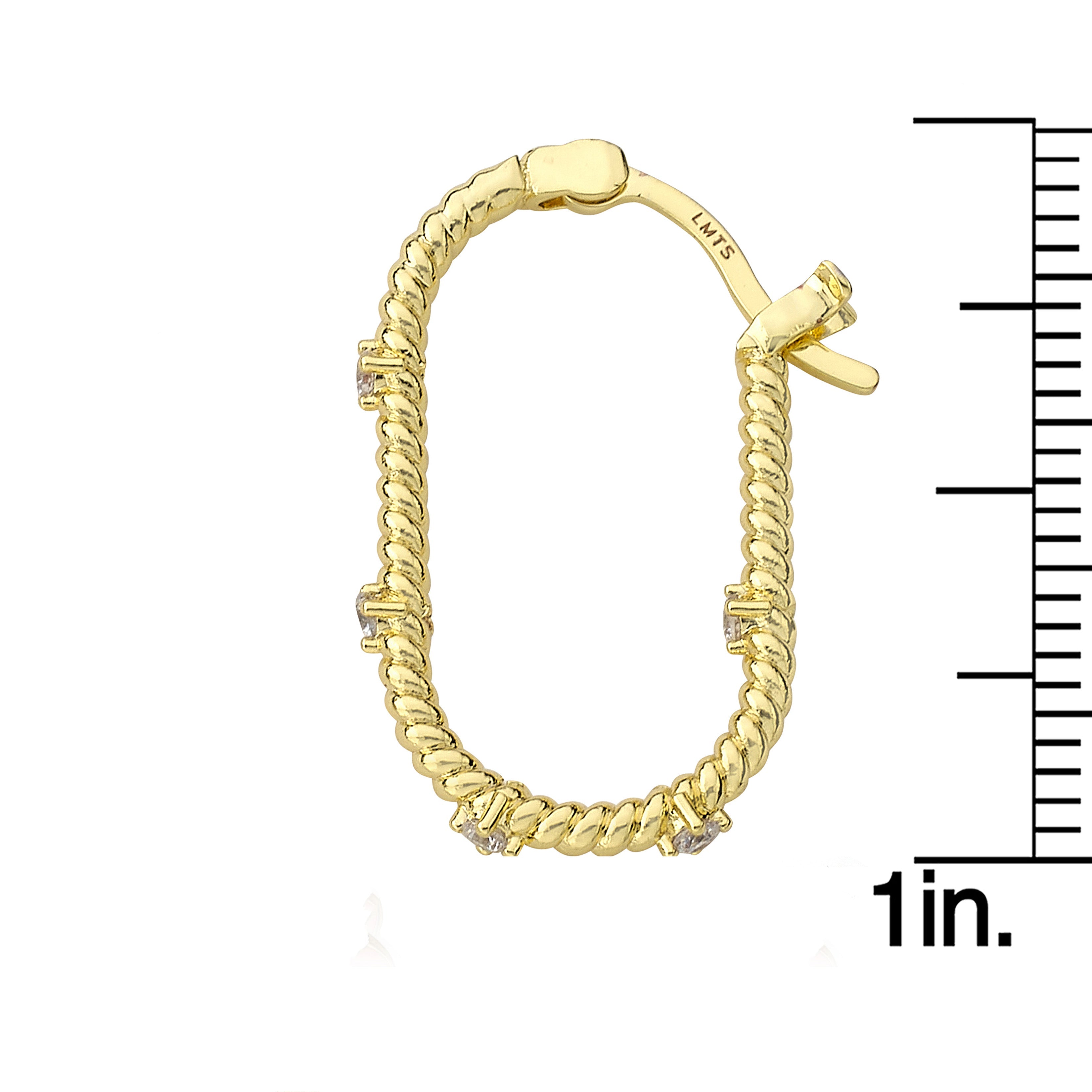 Rope Oval Hoop Earring with CZ's