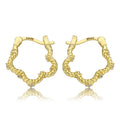 Small Rope Flower Hoop Earring with CZ's