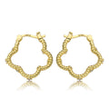 Medium Size Rope Flower Hoop Earring with CZ's