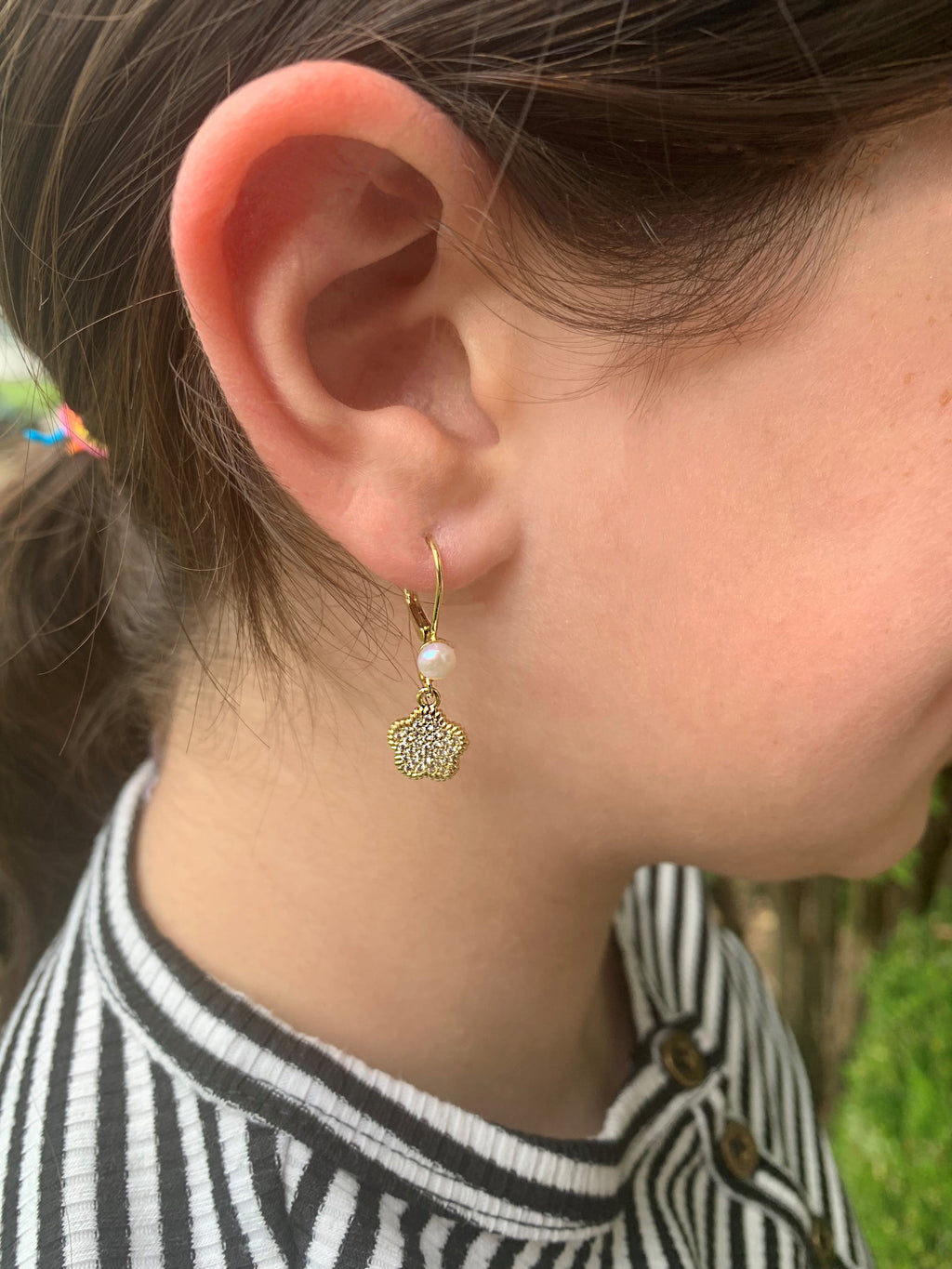 Micro Pave Flower Earring