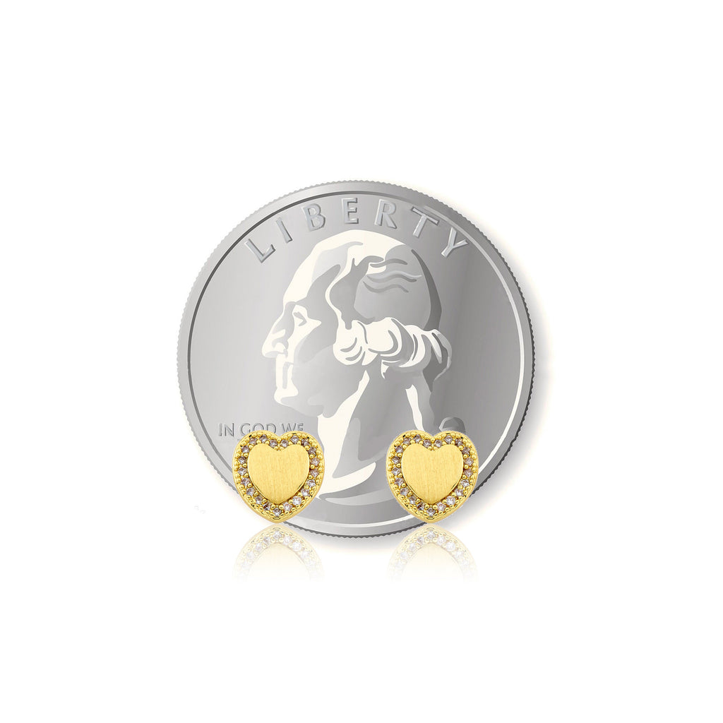 LMTS Classic! Brushed Gold Plated Heart Stud Earring