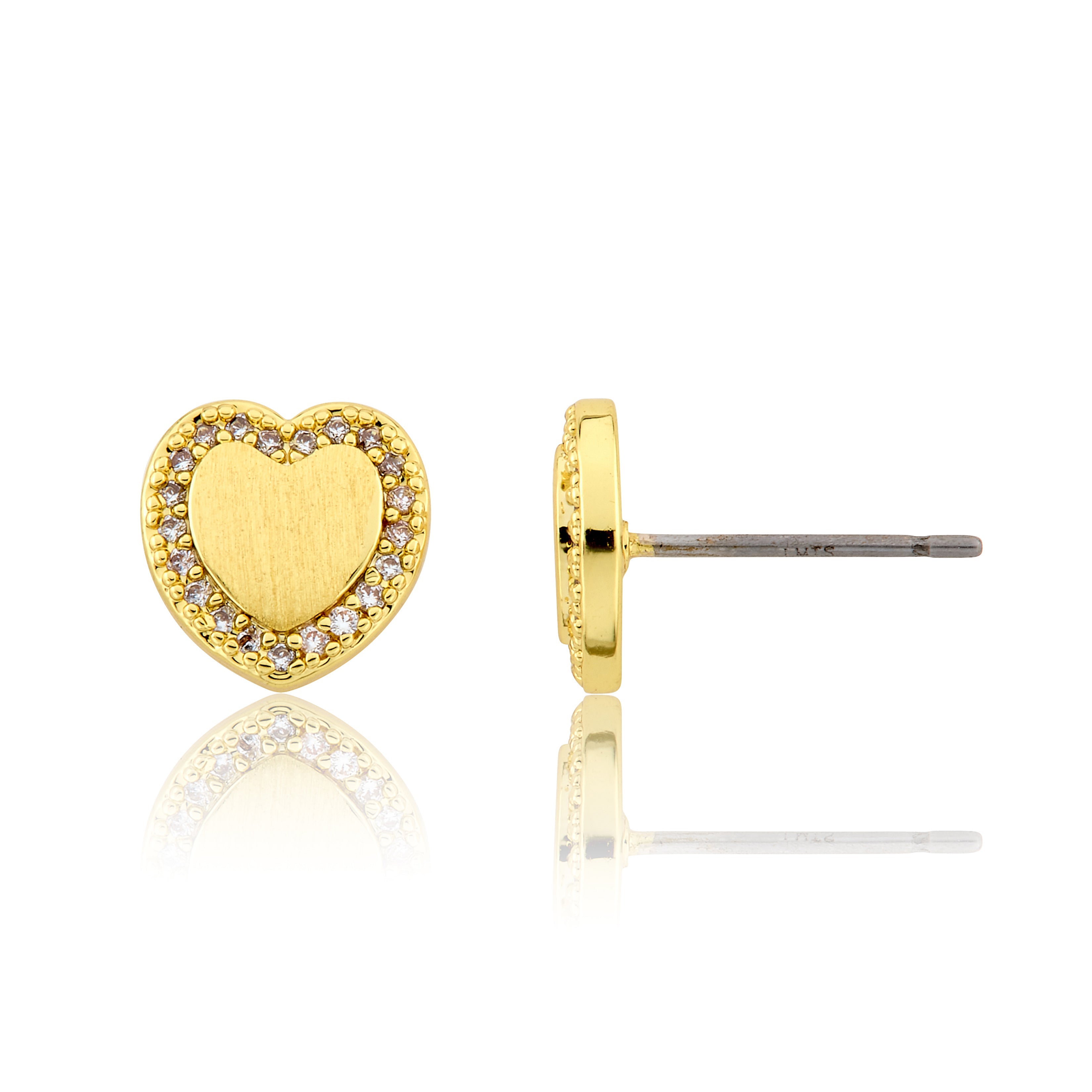 LMTS Classic! Brushed Gold Plated Heart Stud Earring