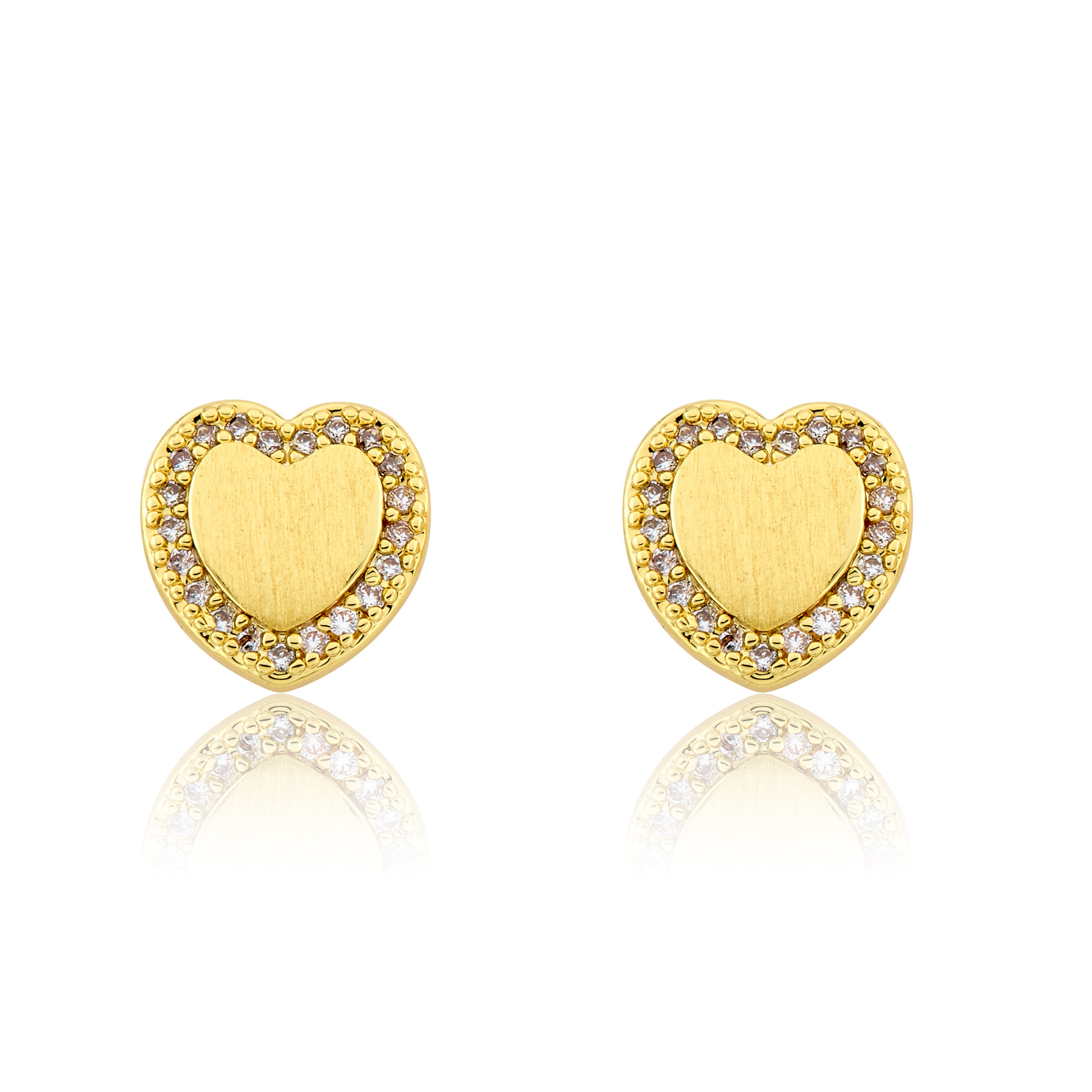 LMTS Classic! Brushed Gold Plated Heart Stud Earring