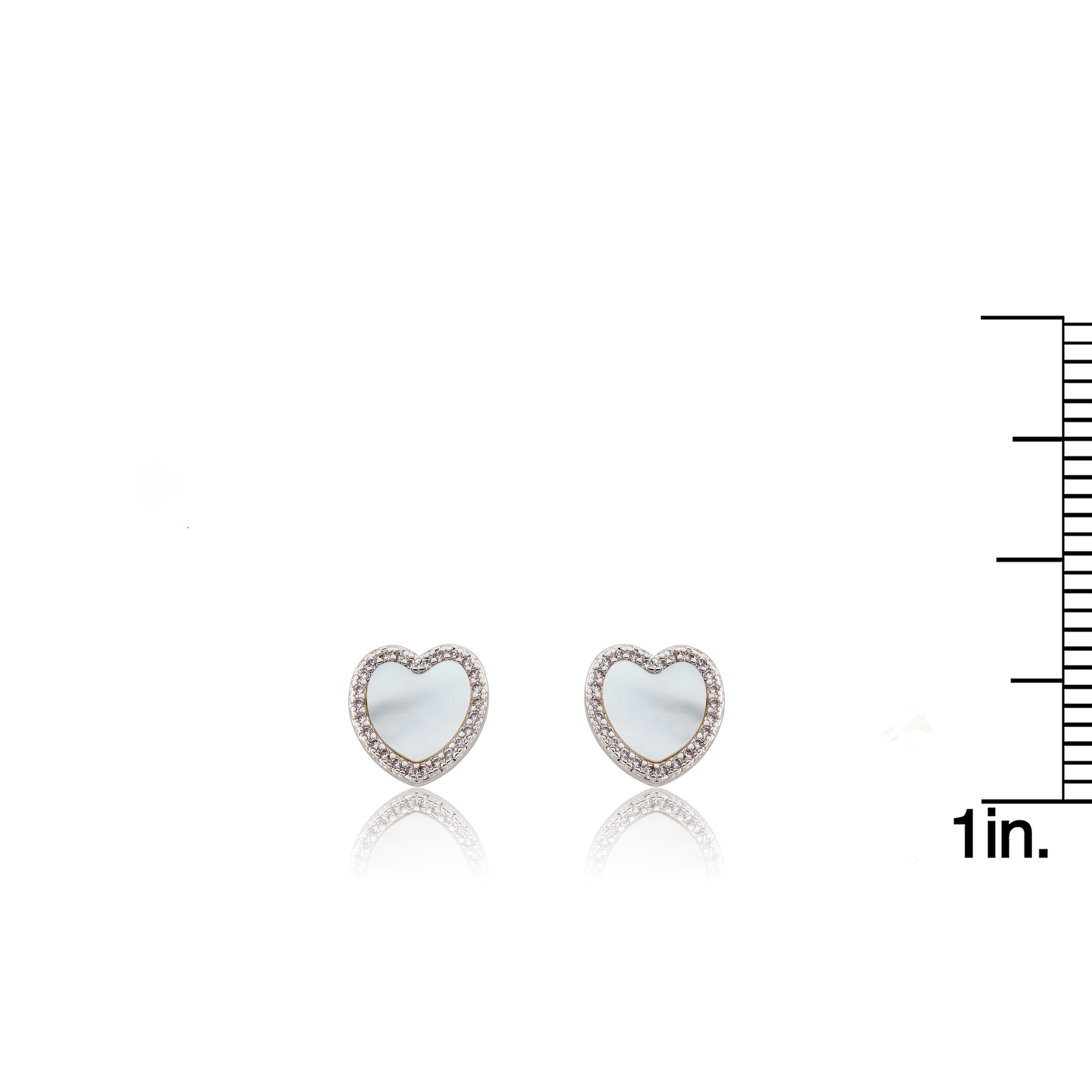 LMTS Classic! Mother Of Pearl Heart Cz Frame Stud Earring