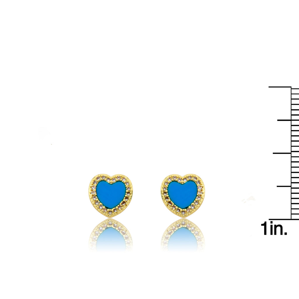 LMTS Classic! Turquoise Heart Cz Frame Stud Earring