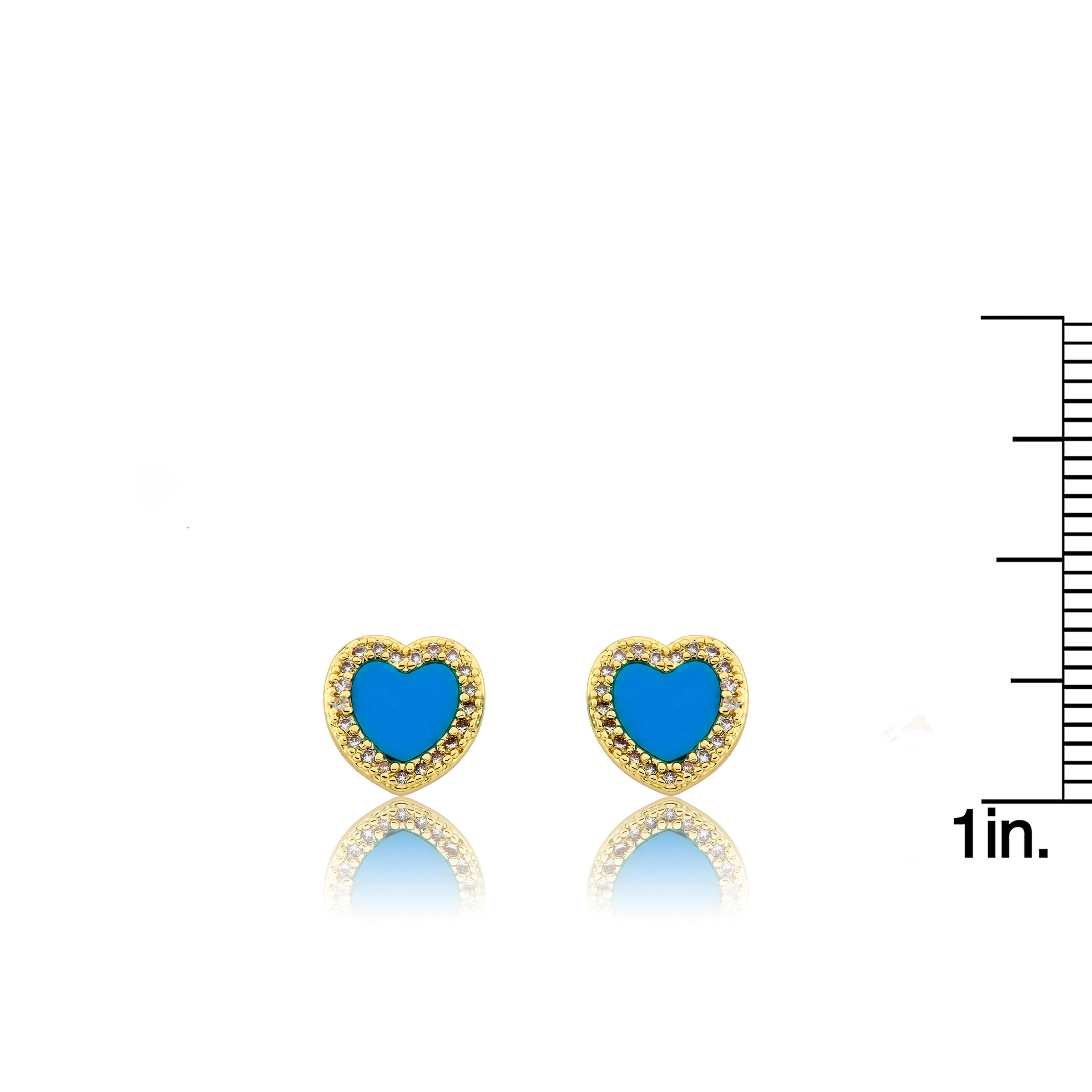LMTS Classic! Turquoise Heart Cz Frame Stud Earring