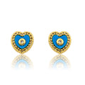 LMTS Classic! Heart Cz Frame Turquoise Stud Earring