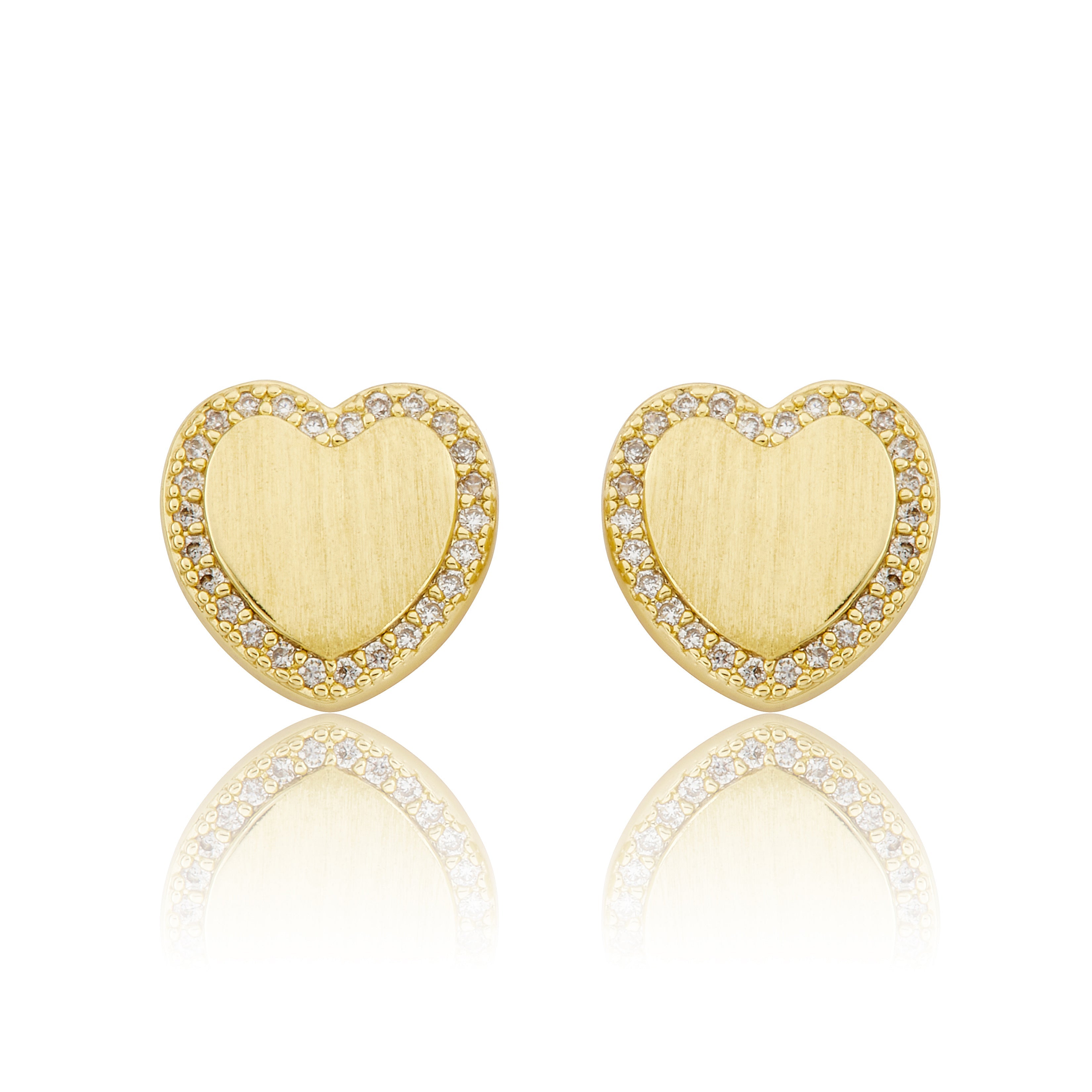 LMTS Classic! Brushed Gold Plated 10mm Heart Stud Earring