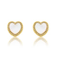 LMTS Classic! Mother Of Pearl Heart Cz Frame Stud Earring