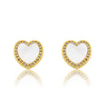LMTS Classic! Mother Of Pearl Heart Cz Frame Stud Earring