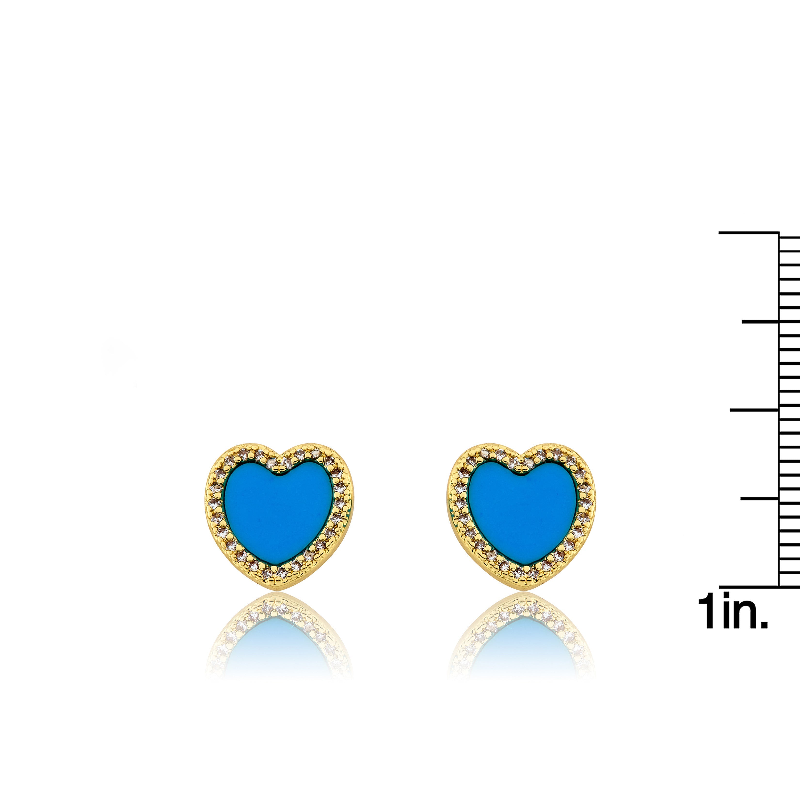 LMTS Classic! Turquoise Heart Cz Frame Stud Earring
