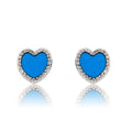 LMTS Classic! Turquoise Heart Cz Frame Stud Earring