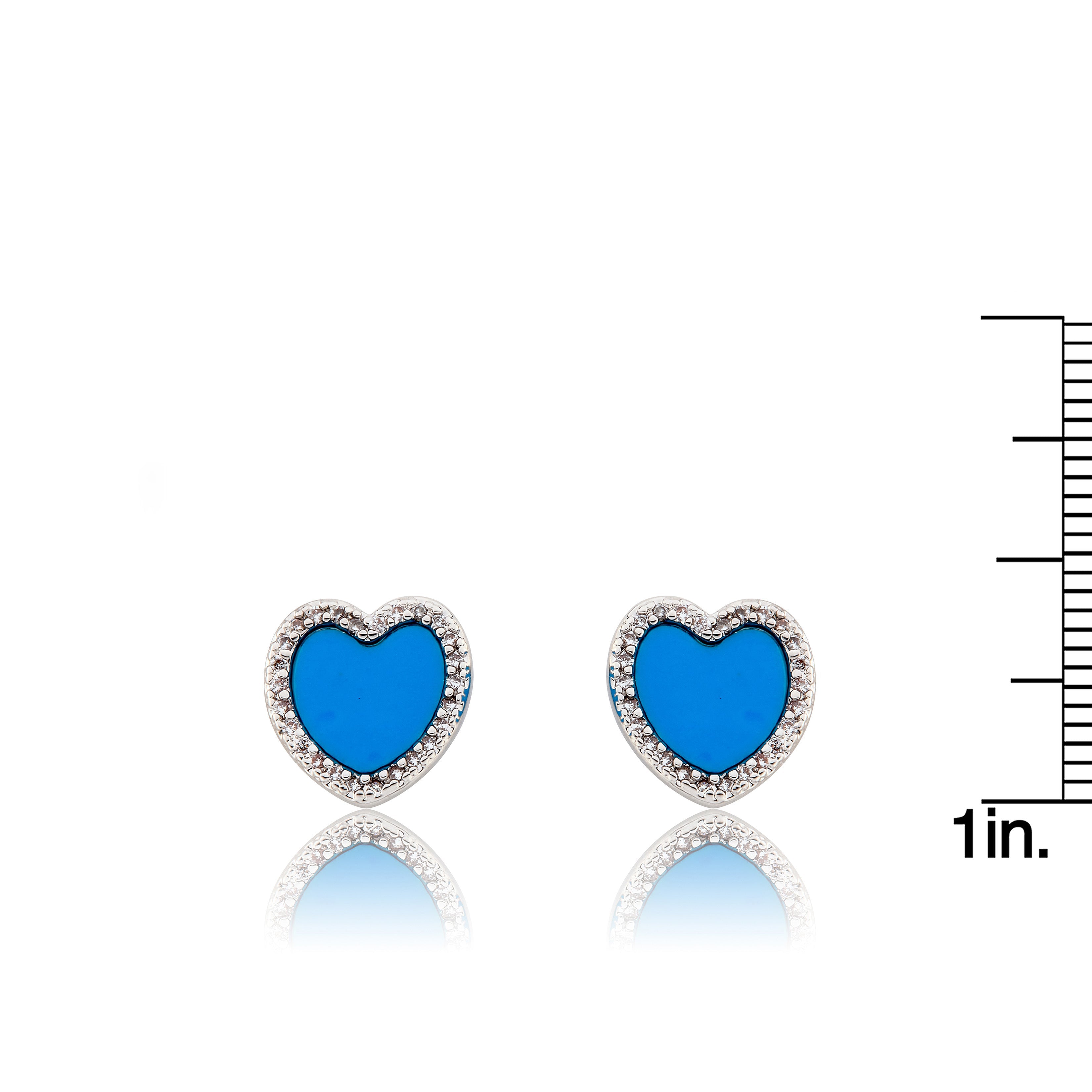 LMTS Classic! Turquoise Heart Cz Frame Stud Earring