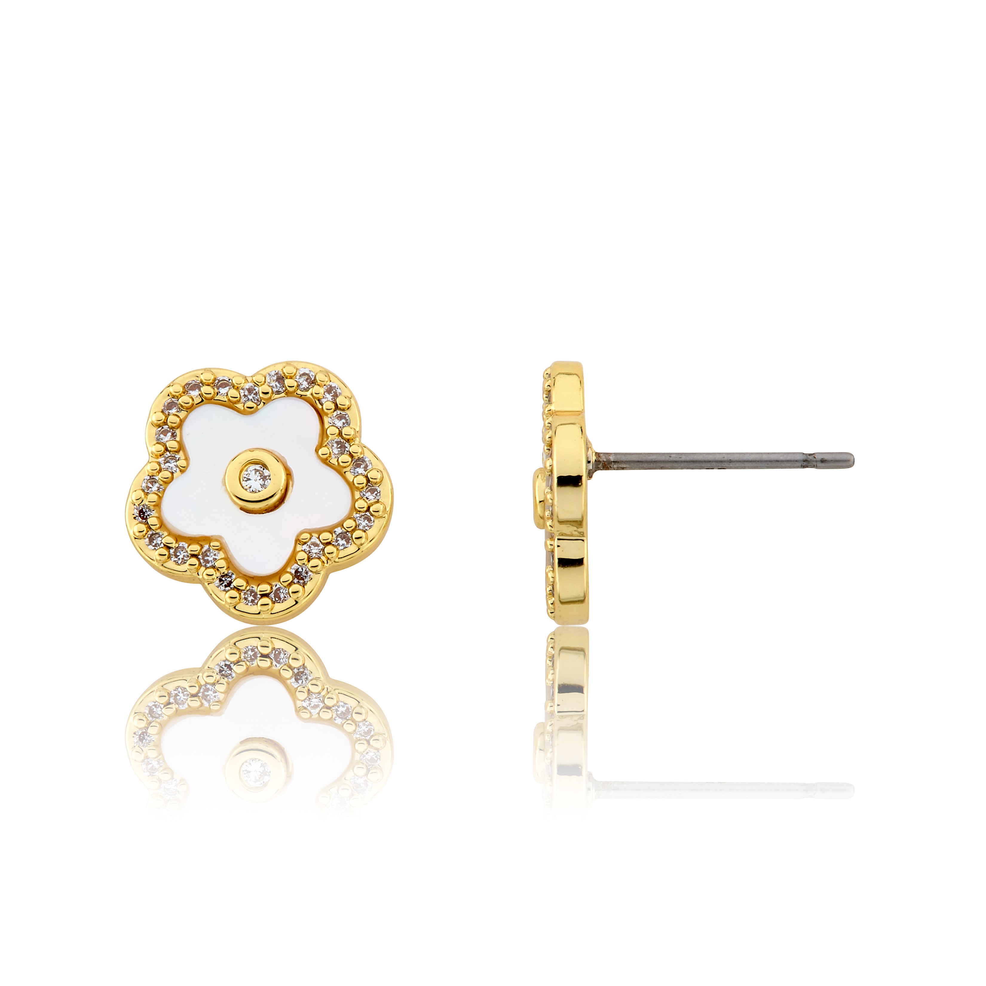 LMTS Classic! Mother Of Pearl Flower Stud Earring