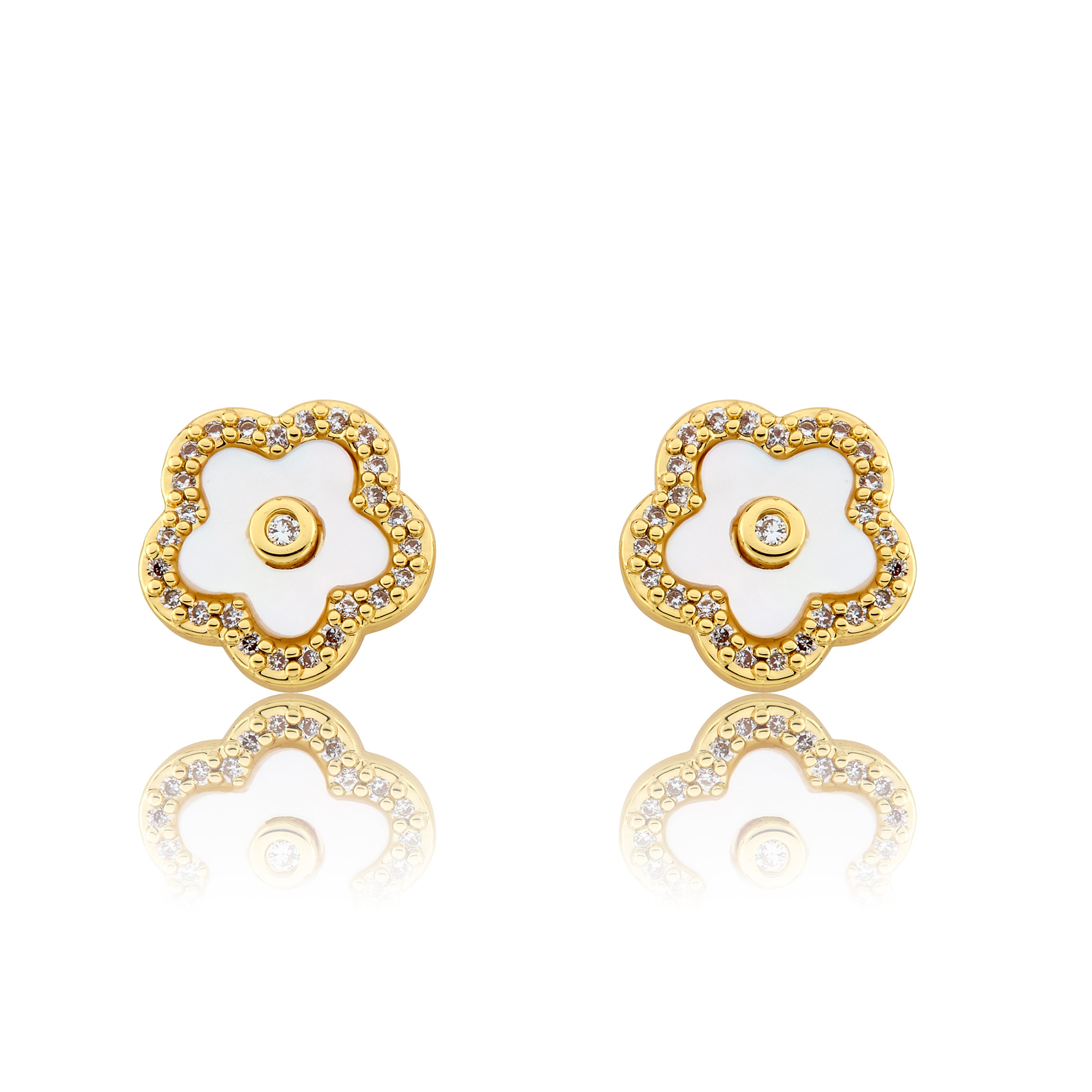 LMTS Classic! Mother Of Pearl Flower Stud Earring