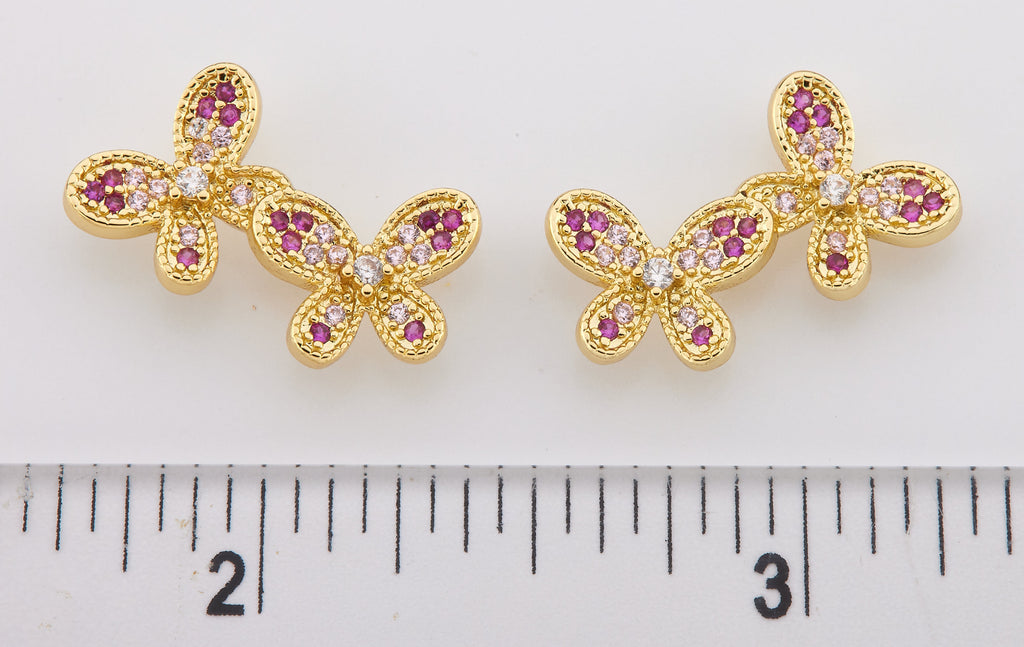 LMTS Classic! Pave Double Butterfly Stud Earring