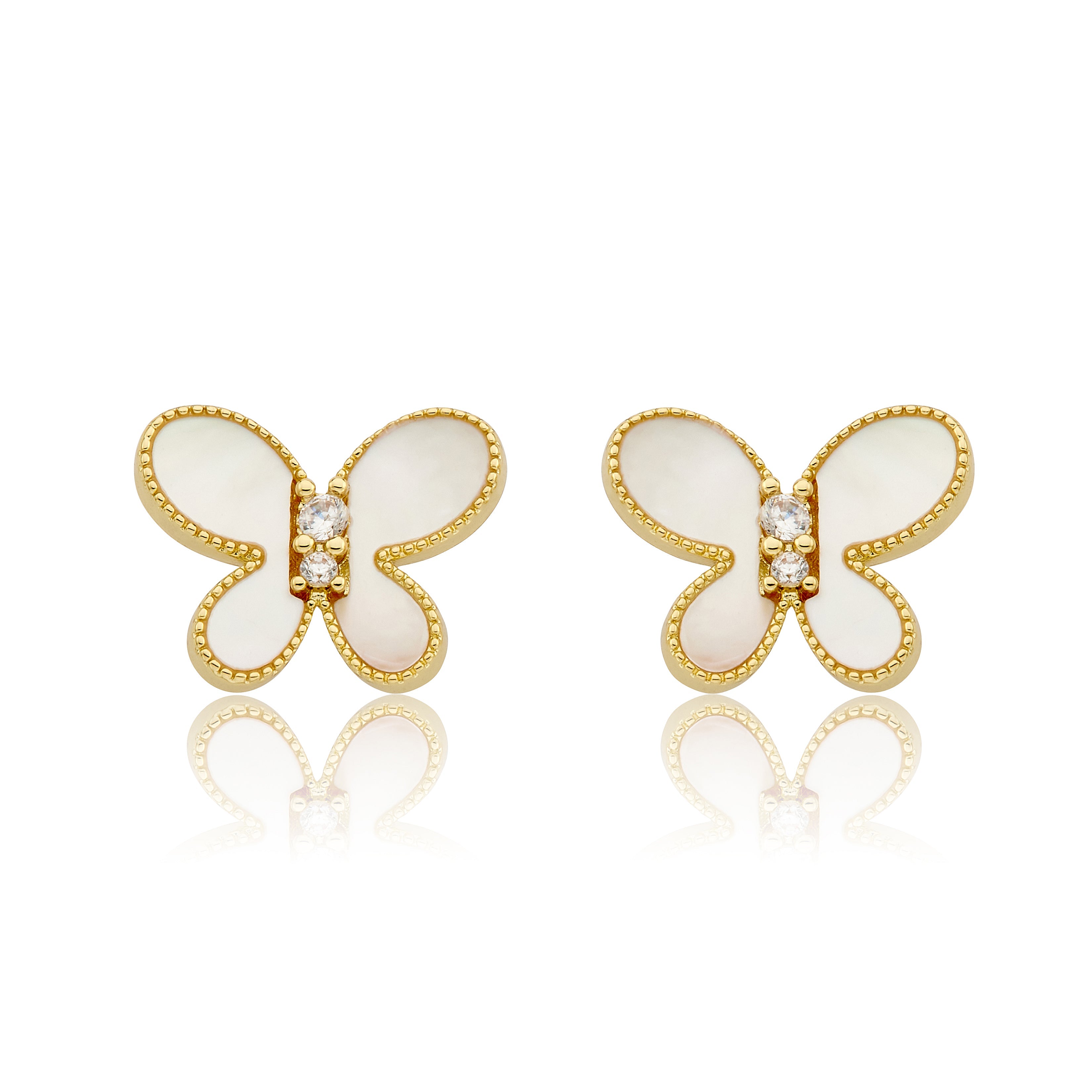 LMTS Classic! Mother Of Pearl Butterfly Stud Earring