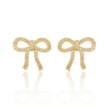 LMTS Classic! 14k Gold Plated Cz Bow Stud Earring