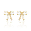 LMTS Classic! 14k Gold Plated Pearl Bow Stud Earring