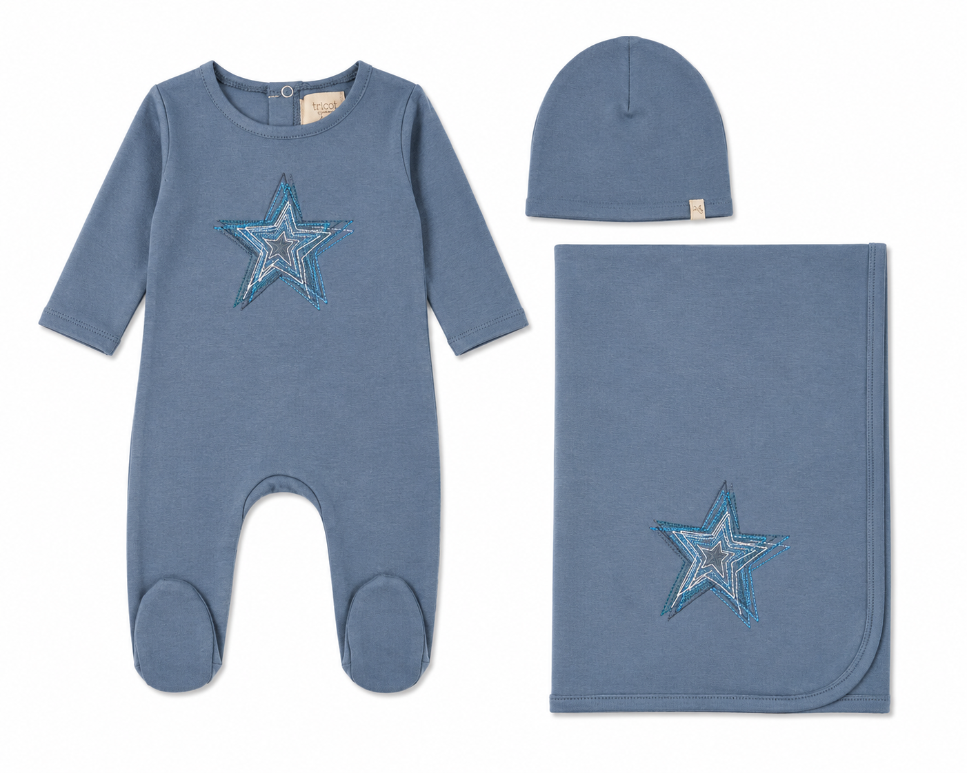 Embroidered Flower/Star Layette Set