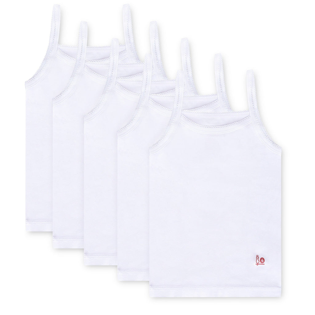 Feathers Girls Undershirts Tagless Camisoles - 5 pk Super Soft Cotton Cami Girls Tank Tops
