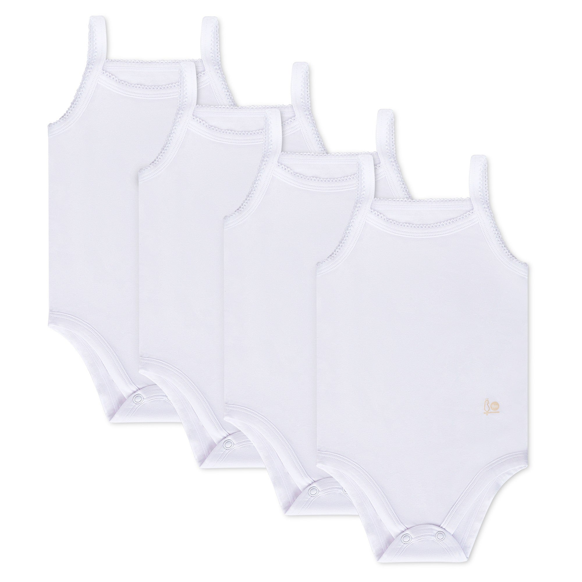 Feathers Tank Top Baby Girl Undershirts - Super Soft Cotton One-Piece Toddler Bodysuit (4 Pack) (White)