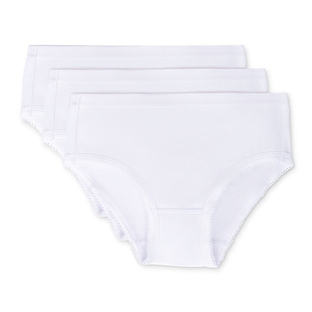 Feathers Girls Solid White Snug Fit Tagless Briefs Underwear - 100% Cotton Super Soft Panties