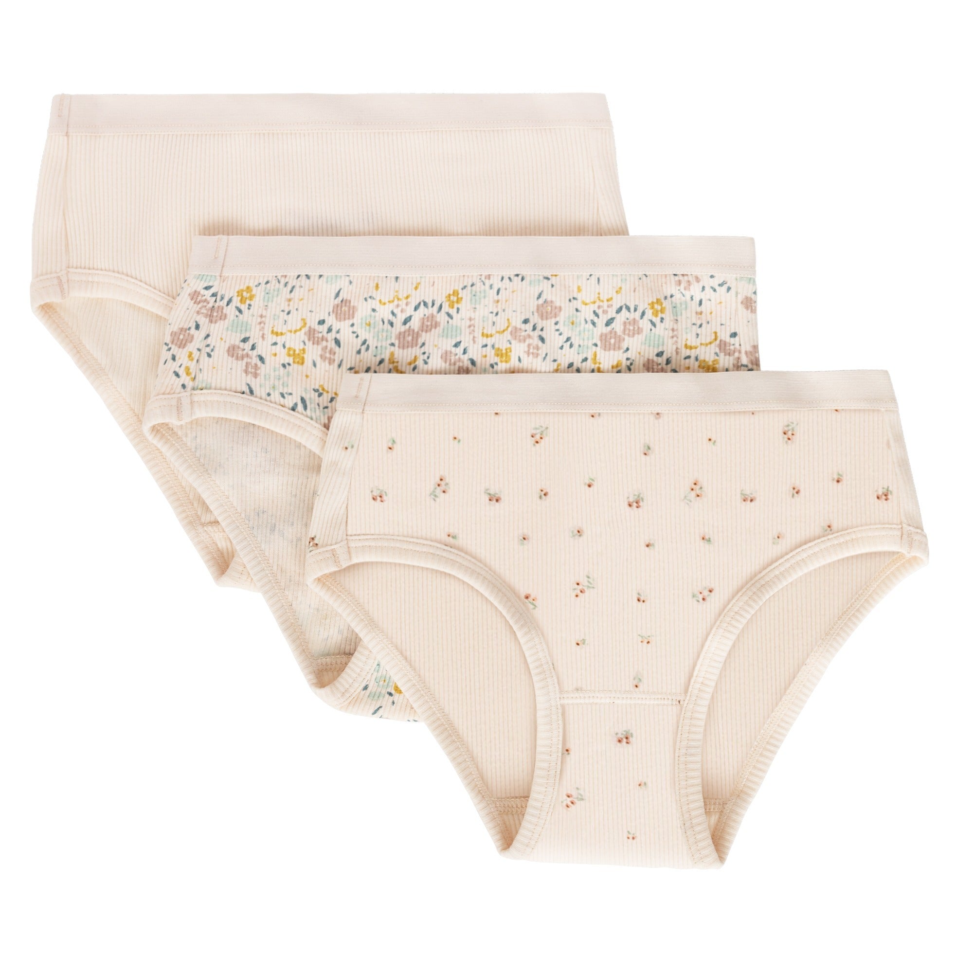 Feathers Floral Print Snug Tagless Cotton Underwear – Girls Underwear Briefs Super Soft Panties (3 Pack)