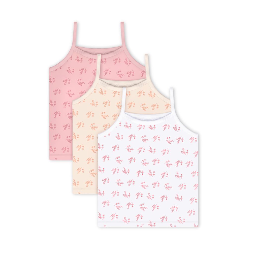 Feathers Leafy Style Super Soft Girls Undershirts Tagless Camisoles – Cotton Cami Girls Tank Tops (3 Pack)