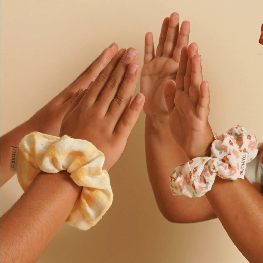 Hair Scrunchies  Set of 2 | Organic Cotton | Sunset Meadow