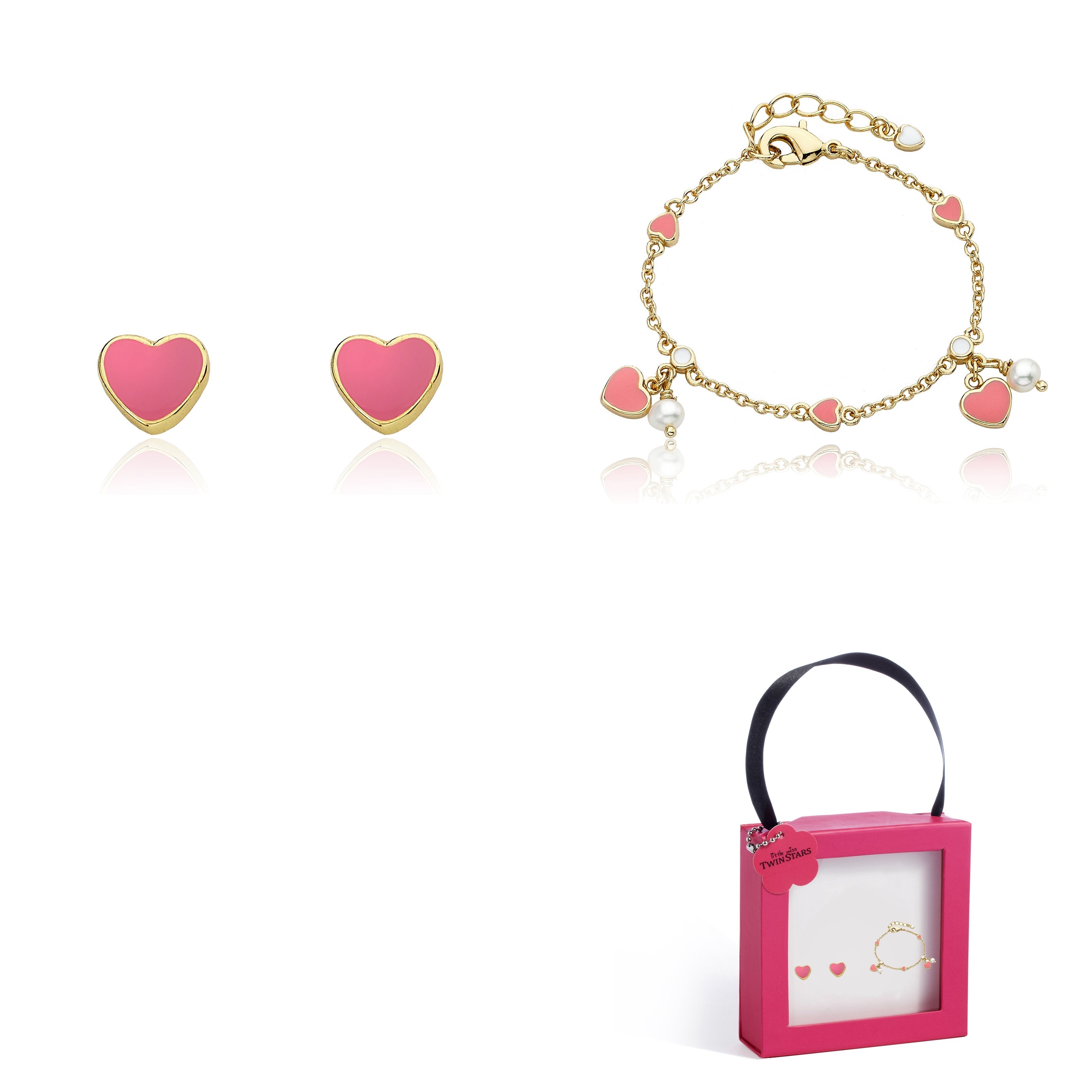 Enamel Heart Dangle Bracelet